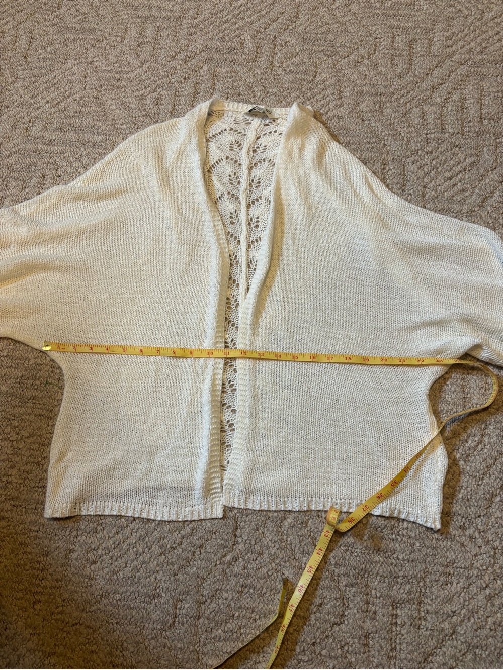 DAVI & DANI Cream Open-Front Knit Cardigan with Lace-Back Detail - Picture 9 of 9